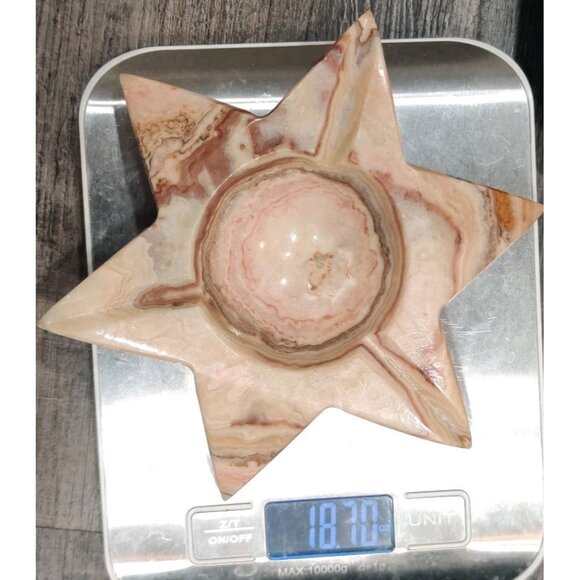 6 Pointed Star of David Onyx Stone Tealight Votive Candle Holder Ashtray 5x6x1" - Picture 9 of 9